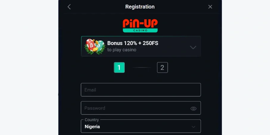 Registration steps in the Pin-Up application